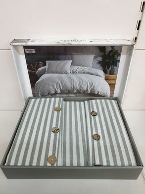 Постільна білизна ранфорс, Organic Deluxe вузька оливкова смужка Євро