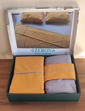 Постельный набор V4 желтый из хлопка Cotton з простынью 160х200 на резинке