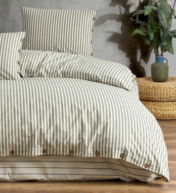 Постільна білизна ранфорс, Organic Deluxe вузька оливкова смужка Євро