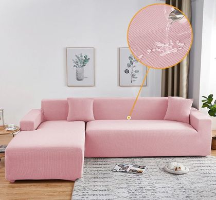 Чохол на кутовий диван рожевий Slavich Трикотаж-Жаккард 1 + 2
