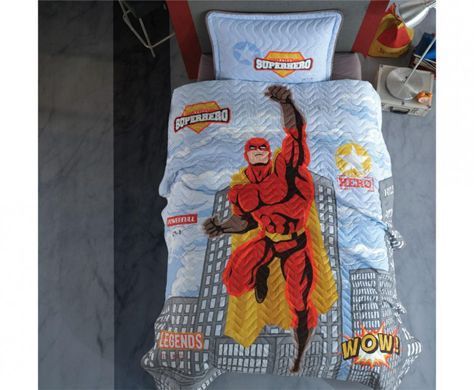 Підліткове стьобане покривало Superhero бавовна