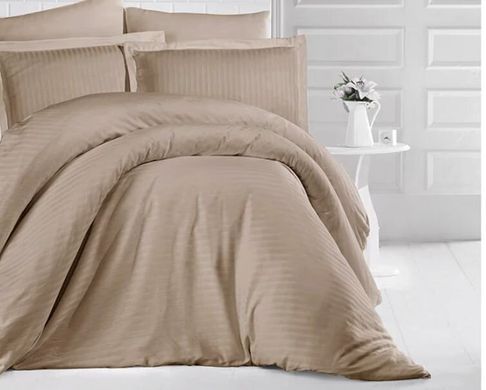 Однотонное постельное белье Stripe Sateen A. Kahve кофейное Евро