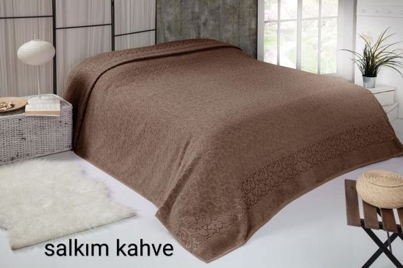 Махровая хлопковая простынь salkim desen коричневого цвета 160х220