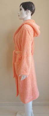 Довгий персиковий жіночий халат з капюшоном Welsoft S