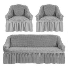Чохол універсальний на диван і 2 крісла сірий (28)