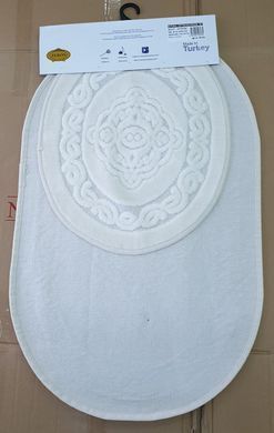 Комплект овальных ковриков в ванную Cotton Mat кремовый 50х60;60х100