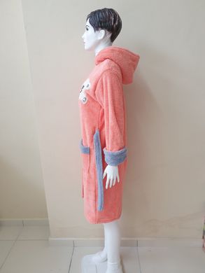 Персиковый женский халат на молнии с Мишуткой Welsoft S