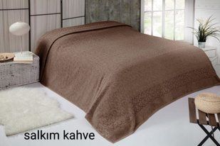 Махровая хлопковая простынь salkim desen коричневого цвета 200х220