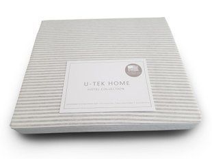 Простынь на резинке Grey 10 Stripe U-tek хлопок Hotel Collection серая 200х220
