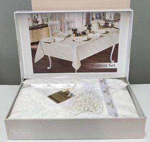 Кремовая скатерть + набор салфеток 35х35, Cotton Set