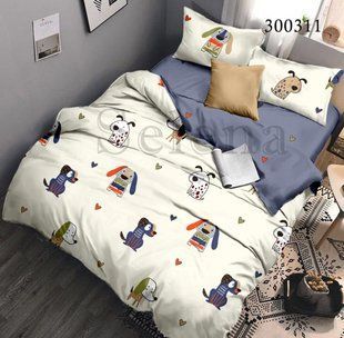 Постельный комплект белья Бобики из сатина Двуспальный
