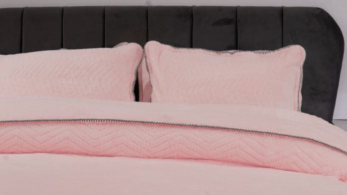 Розовый плед-покрывало с наволочками в дизайне Камушек Welsoft 220х240