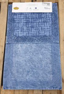 Комплект махровых ковриков для ванной Vintage Mosso Cotton сине голубой