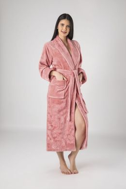 Длинный женский халат без капюшона ns 8650 пудра 3XL