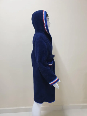 Синій дитячий махровий халат зі смужками Welsoft 5-6 років