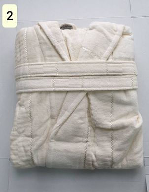 Жіночий халат велюр бавовна довгий кремовий з капюшоном 2XL