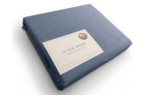 Простынь на резинке Melange Blue U-tek хлопок Hotel Collection синия 200х220