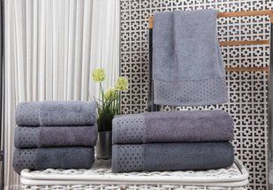 Комплект серых полотенец бамбук 50х90 (3 шт), Bambu Puanli Desen