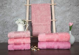 Комплект розовых бамбуковых полотенец 70х140 (3 шт), Bambu Damkas Desen 70х140