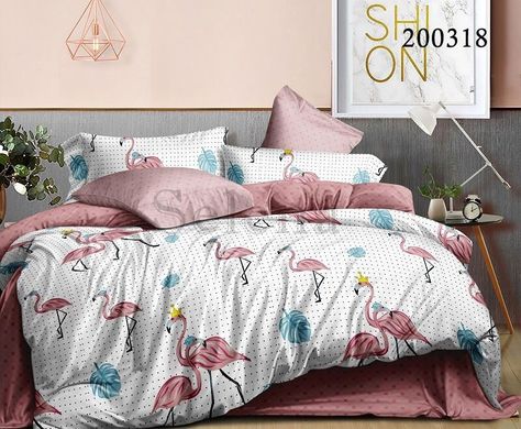 Комплект постельного белья Королевский Фламинго из ранфорс Полуторный