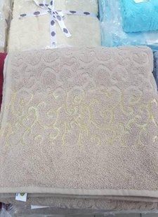Махровая хлопковая простынь salkim desen светло коричневого цвета 200х220