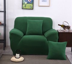 Натяжной чехол для кресла 90х140 зеленый без рисунка