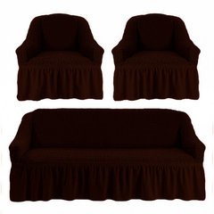 Чехол универсальный на диван и 2 кресла черный шоколад (38)