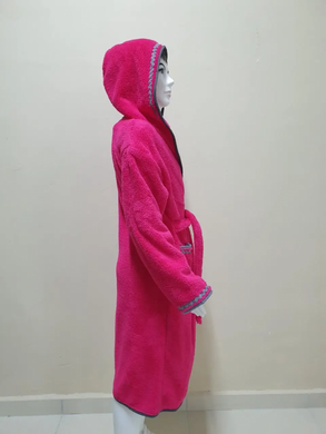 Малиновий дитячий махровий халат зі смужками Welsoft 9-10 років