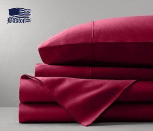 Простынь Wine Red сатиновая Jefferson красная 240х260