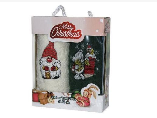 Новогодние полотенца Santa-2025 и гномик, 30х50 (2шт.)