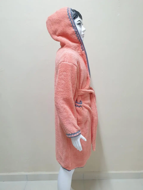 Персиковий дитячий махровий халат зі смужками Welsoft 5-6 років