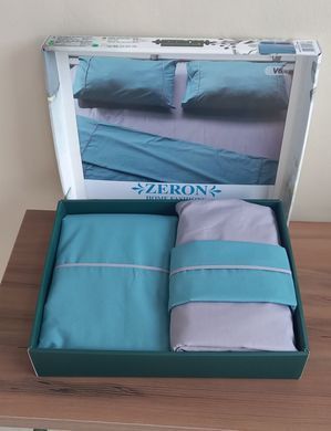 Постільний набір V6 бірюзовий з бавовни Cotton з простирадлом 160х200 на резинці