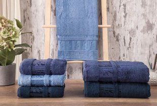 Комплект синих полотенец бамбук 70х140 (3 шт), Bambu Agac