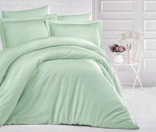 Однотонное постельное белье Stripe Sateen салатовый Евро