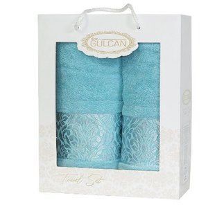 Набор бирюзовых махровых полотенец Cotton (2 шт) turkuaz, хлопок