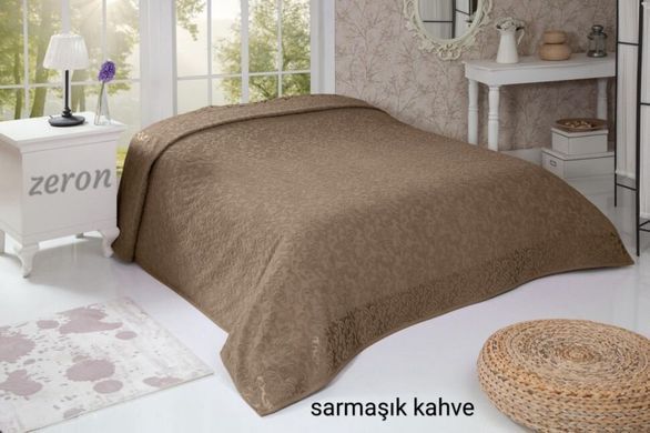 Махровая хлопковая простынь sarmasik desen коричневого цвета 160х220