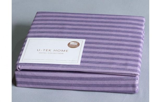 Простынь на резинке Plum-Lilac 30 Stripe U-tek хлопок Hotel Collection сиреневая 80х190