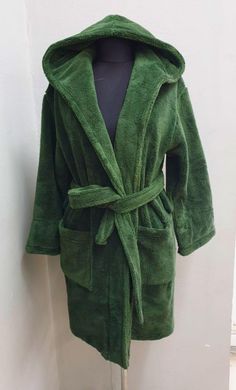 Підлітковий халат Wellsoft з капюшоном зелений 12-13 років