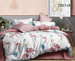Комплект постельного белья Королевский Фламинго из ранфорс Семейный