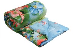 Демисезонное шерстяное одеяло Summer flowers в сатине 200х220