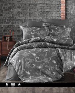 Сатиновое постельное белье люкс Carmina anthracite Евро