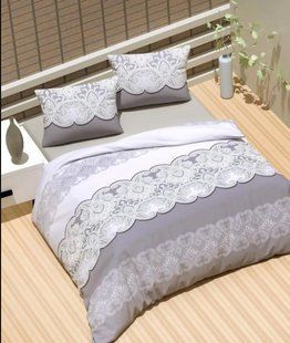 Комплект постельного белья хлопок LORINE Decorate серый Евро