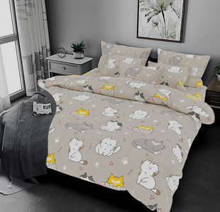 Постельное белье бязь люкс Муркотики Beige Двуспальный