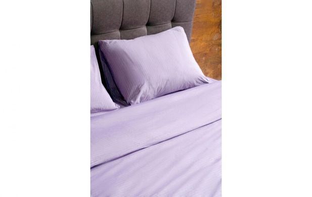 Простирадло на гумці сливове в наборі з наволочкою U-tek бавовна Stripe Plum-White 80х190