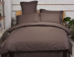 Набор постельного белья S-47 однотонный коричневый сатин Семейный