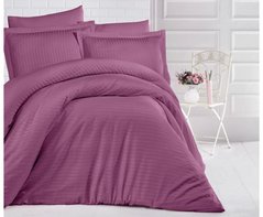Однотонное постельное белье Stripe Sateen Cul Curusu темно розовое Семейный