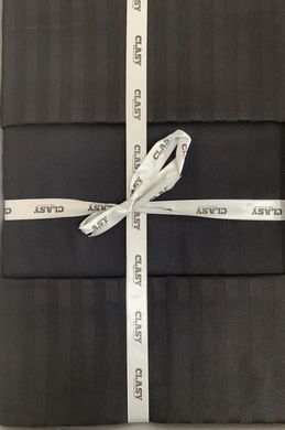 Однотонное постельное белье Stripe Sateen черное Евро
