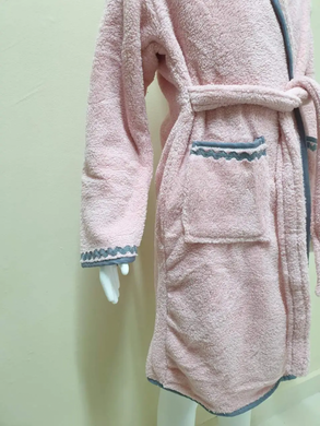 Пудровий дитячий махровий халат зі смужками Welsoft 5-6 років
