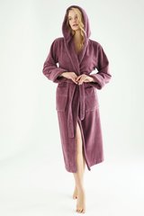 Фіолетовий махровий жіночий халат бамбук 50%, ns 6890 murdum 2XL