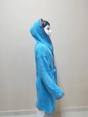 Бірюзовий махровий халат Welsoft для підлітків зі смужками 11-12 років